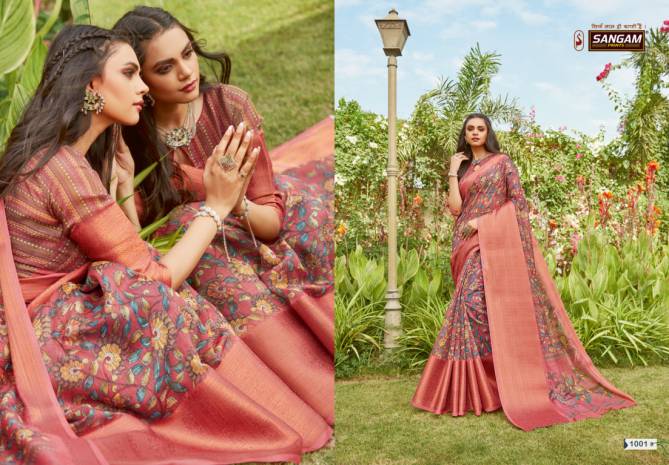 Sangam Ayana  Latest Fancy Designer Festive Wear Linen Silk Digital Printed Sarees Collection
